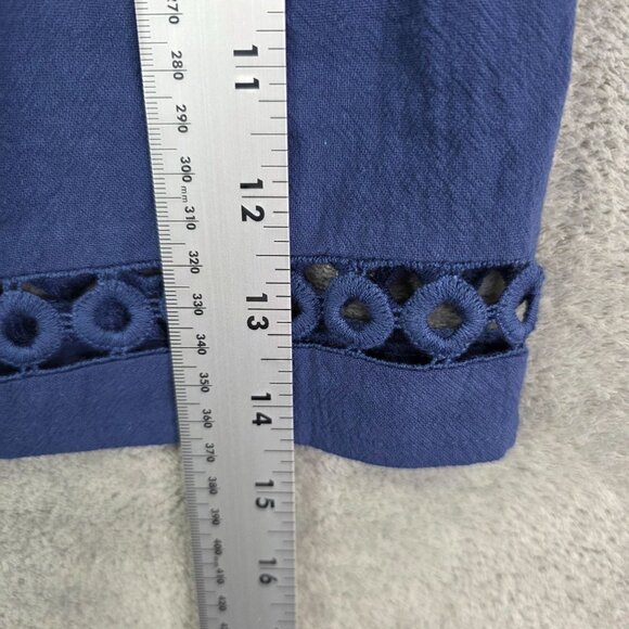 Womens Bsubseach Navy Blue Cotton Shorts Eyelet Hem Elastic Waist 4" Inseam S - Picture 9 of 10